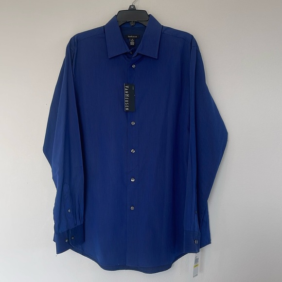 NWT Van Heusen Long Sleeve Blue Striped Shirt - Size M (15-15 1/2) - Picture 1 of 9